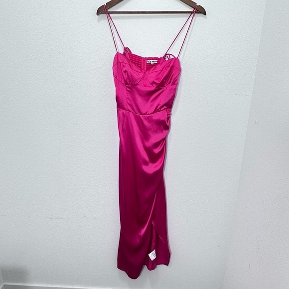 Reformation Dresses & Skirts - Reformation Marguerite Dress 100% Silk Tie Strap in Hot Pink Women's Size 4